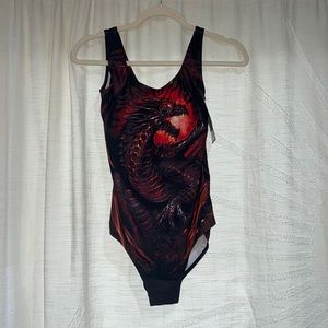 Spiral Dragon Bodysuit Medium Womens NWT